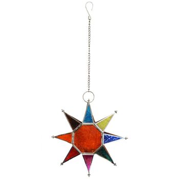 Lanterne pour bougie t-lite, forme d'étoile, orange + multi 27cm (ASH2147) 4