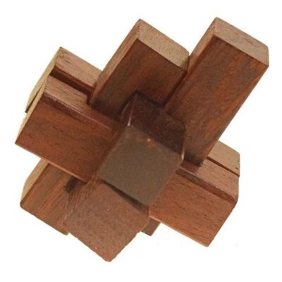 Wooden puzzle cross shape game sheesham wood 5x5x5 (ASH2207)