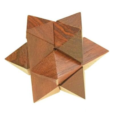Wooden puzzle star shape game sheesham wood 5x5x5 (ASH2208)