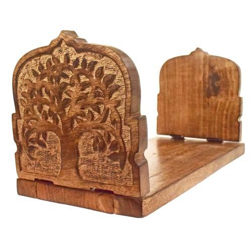 Folding bookends/book stand mango wood tree of life 53.5cm (ASH2212)