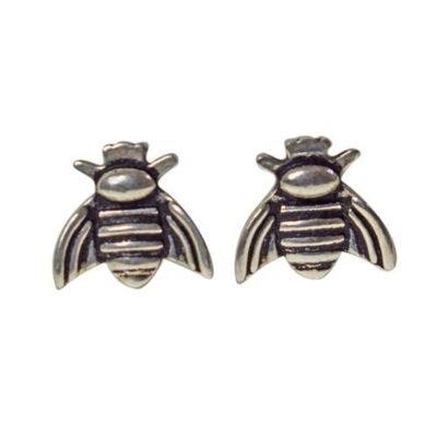 Brass ear studs bee shape silver colour (ASH2216)