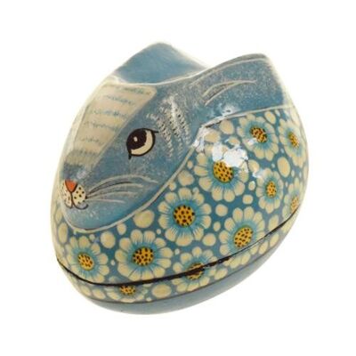 Trinket box, papier maché, rabbit blue (ASH2230)