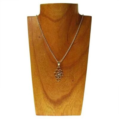Pendant necklace, silver colour, bee & honeycomb (ASH2251)