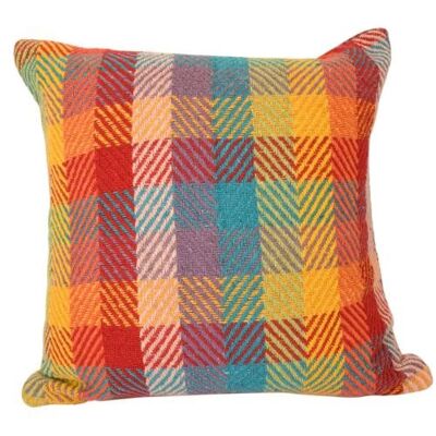 Cushion Cover Soft Recycled Cotton Multi Coloured Checks 40x40cm (ASH2260)