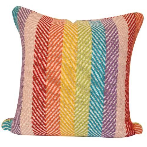 Cushion Cover Soft Recycled Cotton Multi Coloured Stripes 40x40cm (ASH2261)