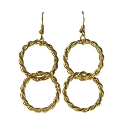 Earrings double twisted loop, gold colour (ASH2276)