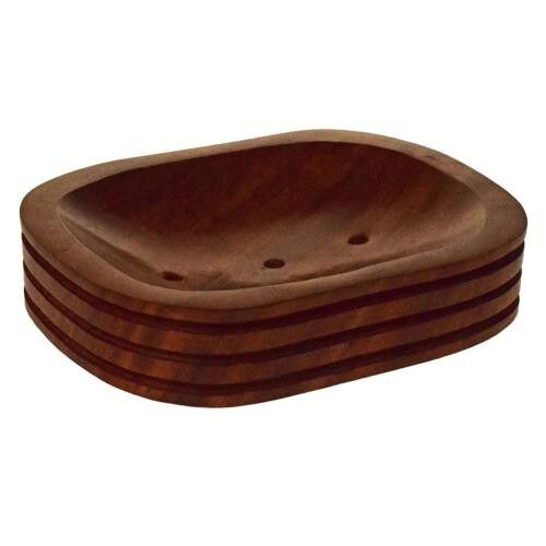 Soap and shampoo bar dish hand carved sheesham wood, brown 10x12.5x2.5 (ASH2295)