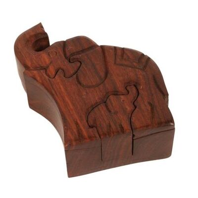 Shesham wood elephants puzzle box (ASH3825)