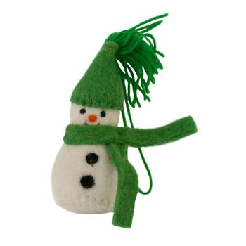Décoration à suspendre, bonhomme de neige en feutre vert (ASHF01) 2