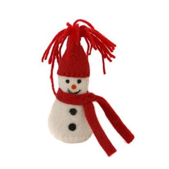 Décoration à suspendre, bonhomme de neige en feutre rouge (ASHF02) 1
