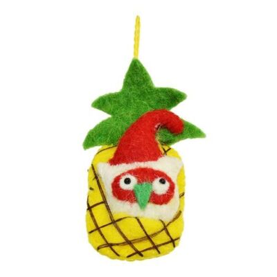 Hanging decoration, felt owl in pineapple (ASHF24)