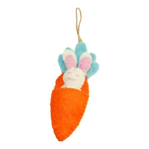 Hanging decoration, felt rabbit in carrot (ASHF26)