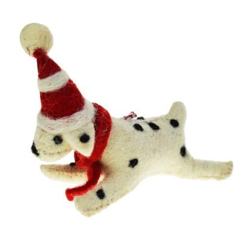 Hanging decoration, felt dalmatian dog in hat and scarf (ASHF43)