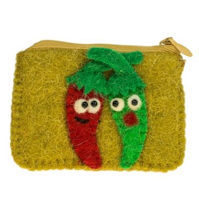 Felt purse red and green chilli (ASHFP03)