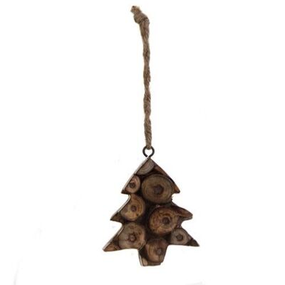 Hanging Christmas tree, decorative wood twig slices (ASHX19707)