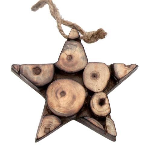 Hanging star, decorative wood twig slices (ASHX19708)
