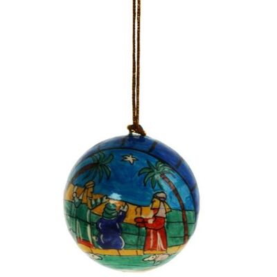 Hanging bauble, shepherds, papier maché (ASHX221)