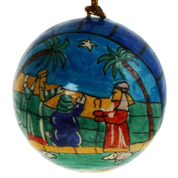 Boule à suspendre, bergers, papier mâché (ASHX221) 3