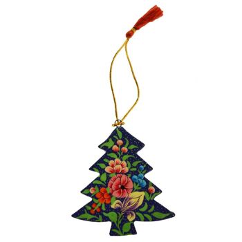 Décoration à suspendre, sapin de Noël en bois peint bleu (ASHX229) 4