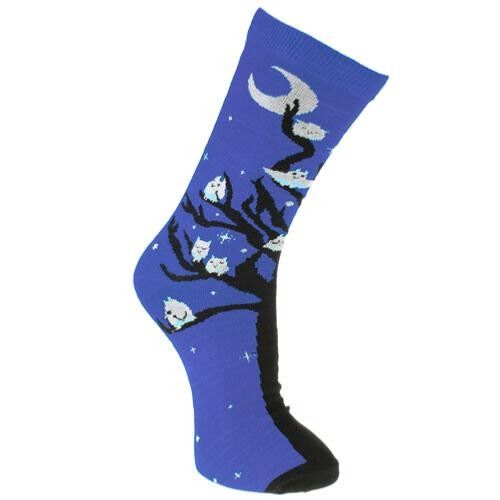 Bamboo socks, owls blue, Shoe size: UK 3-7, Euro 36-41 (ASP030MED)