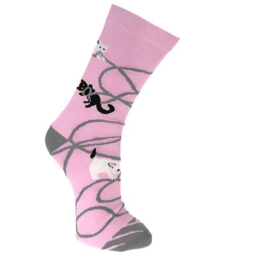 Bamboo socks, kittens pink, Shoe size: UK 3-7, Euro 36-41 (ASP033MED)