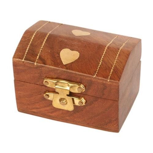 Wooden box with brass inlay hearts (ASP045)