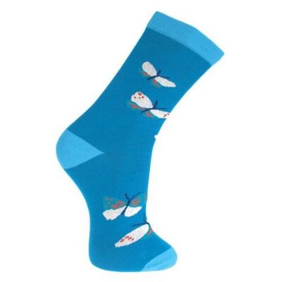 Bamboo socks, butterflies blue, Shoe size: UK 3-7, Euro 36-41 (ASP081MED)