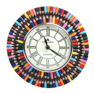 Clock round - recycled crayons 22cm diameter (ASP1624)