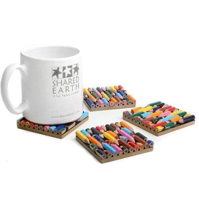 Single coaster - wood and recycled crayons (ASP1626)