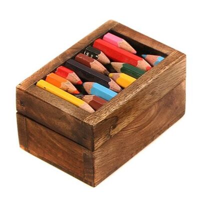 Box - wood and recycled crayons 7.5x5x4cm (ASP1627)