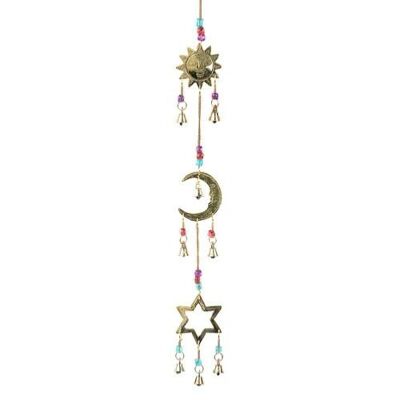 Brass chime sun moon star (ASP16704)