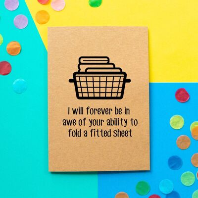 Funny Mother's Day Card | I will forever be in awe of your ability to fold a fitted sheet