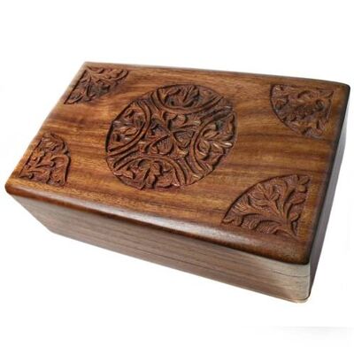 Wooden secret lock box, circle design, 12.5x20x6cm (ASP1801)