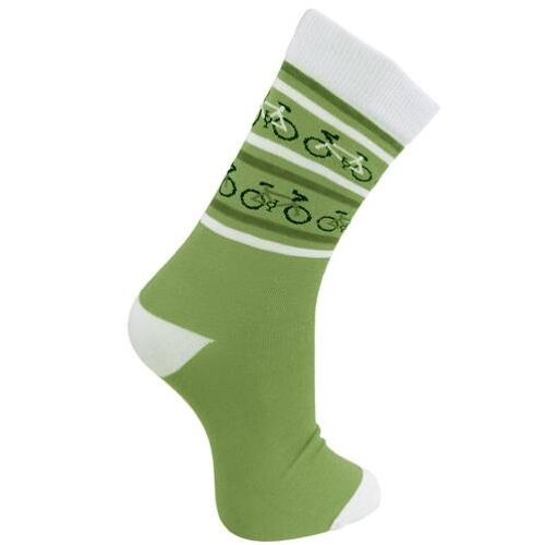 Bamboo socks, bicycles green and cream, Shoe size: UK 7-11, Euro 41-47 (ASP18710L)