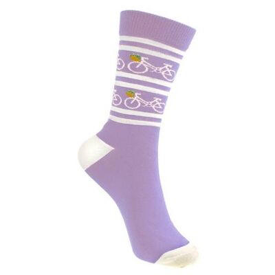 Bamboo socks, bicycles lilac, Shoe size: UK 3-7, Euro 36-41 (ASP18711M)