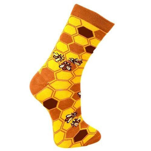 Bamboo socks, "save our bees", Shoe size: UK 7-11, Euro 41-47 (ASP18719L)