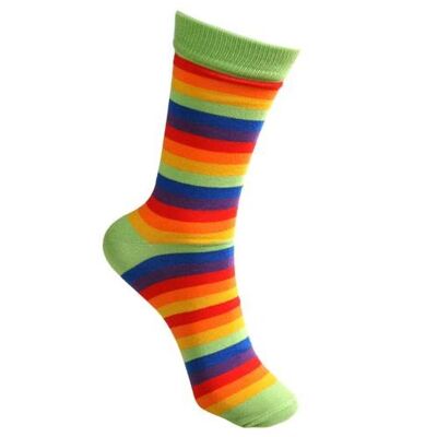 Bamboo socks, stripes rainbow, Shoe size: UK 3-7, Euro 36-41 (ASP18720M)