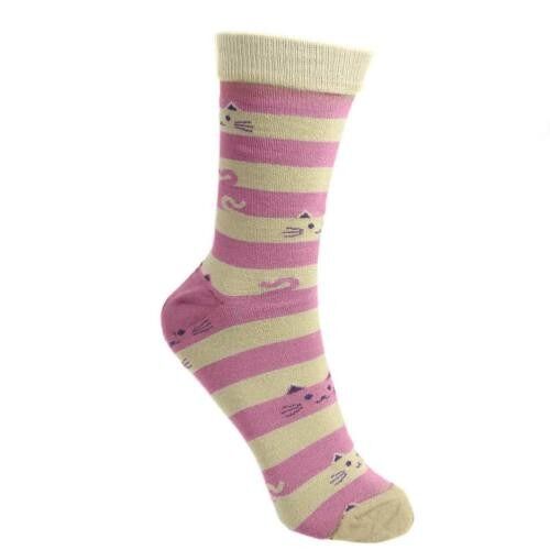 Bamboo socks, stripes & cat, Shoe size: UK 3-7, Euro 36-41 (ASP18728M)