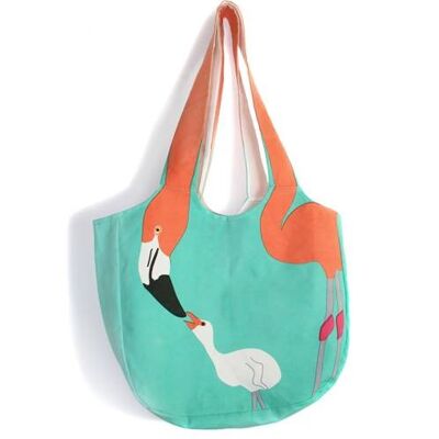 Shoulder bag, cotton, flamingo (ASP1912)