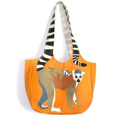 Shoulder bag, cotton, ring-tail lemur (ASP1914)