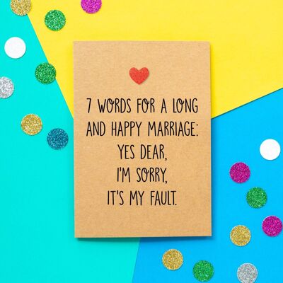 Carte de mariage drôle | 7 mots pour un mariage long et heureux