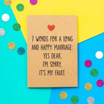 Carte de mariage drôle | 7 mots pour un mariage long et heureux