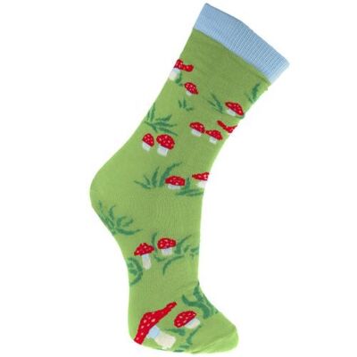 Bamboo socks, toadstools, Shoe size: UK 3-7, Euro 36-41 (ASP2005MED)