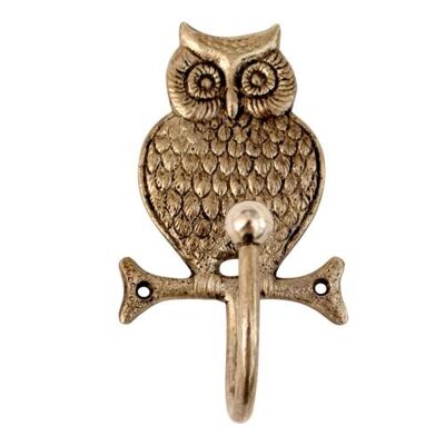Coat hook, recycled aluminium, owl on branch (ASP20211)
