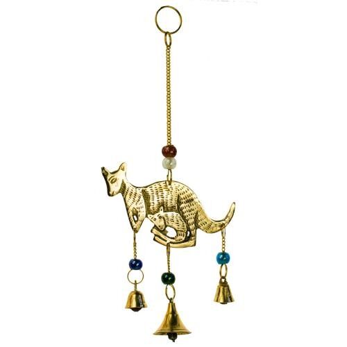 Brass chime kangaroo and baby (ASP20213)