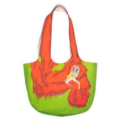 Shoulder bag, cotton, orangutan (ASP2152)