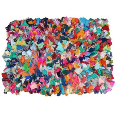 Rag rug, recycled sari, bright multi coloured 60x90cm (ASP2160)