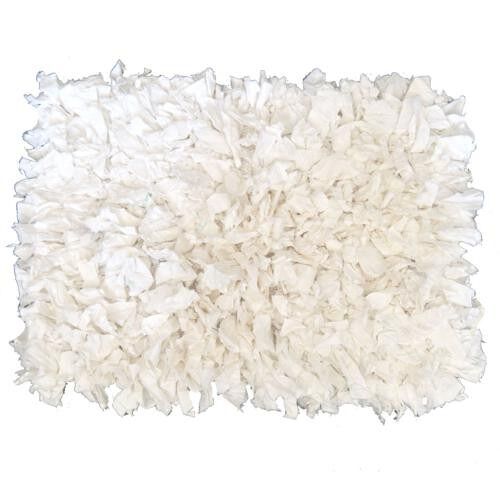 Rag rug, recycled cotton white 45x60cm (ASP2161)
