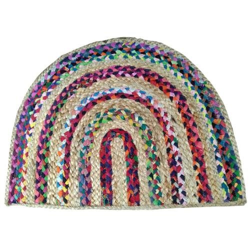 Rug/doormat, recycled cotton & jute rainbow multi coloured 35x60cm (ASP2165)