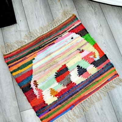 Rug/doormat, recycled polyester & cotton elephant multi coloured 45x60cm (ASP2169)